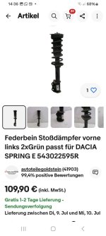 Dacia Spring Komplett Federbein vo li ~15tkm eBay.jpg